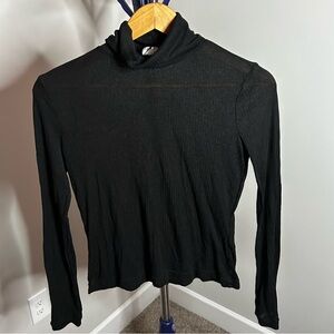 🖤 H&M Black Sheer Ribbed Turtleneck Top - Size M 🖤